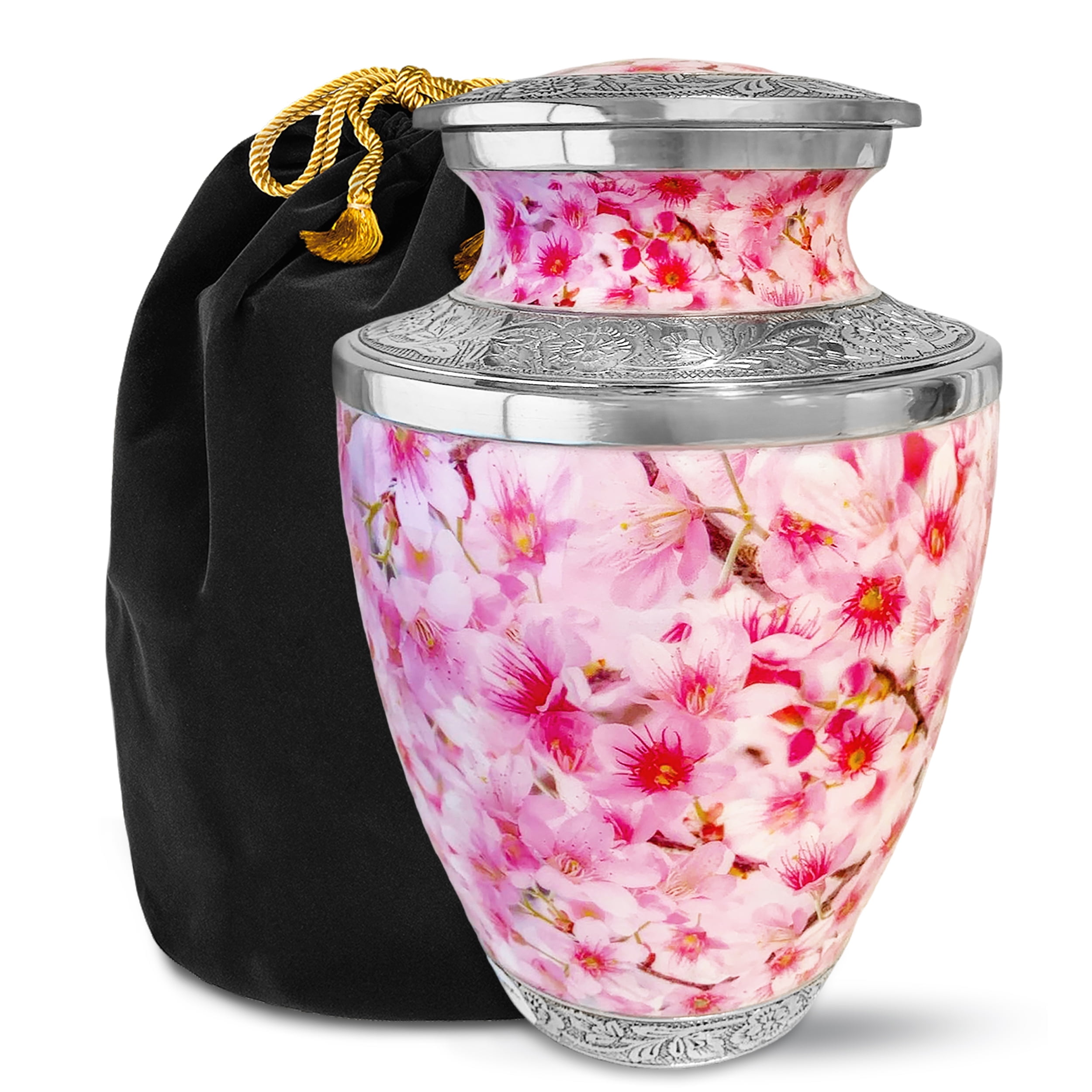 Cherry Blossom Pink Painted Metal Individual Urn