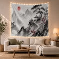thumbnail image 1 of Cherry Blossoms in Misty Mountain Landscape, Serene Japanese Inspired Style for Nature Lovers, Asian Wall Art, Housewarming Gift, Tapestry Wall Hanging for Bedroom, Living Room and Dorm, 1 of 7
