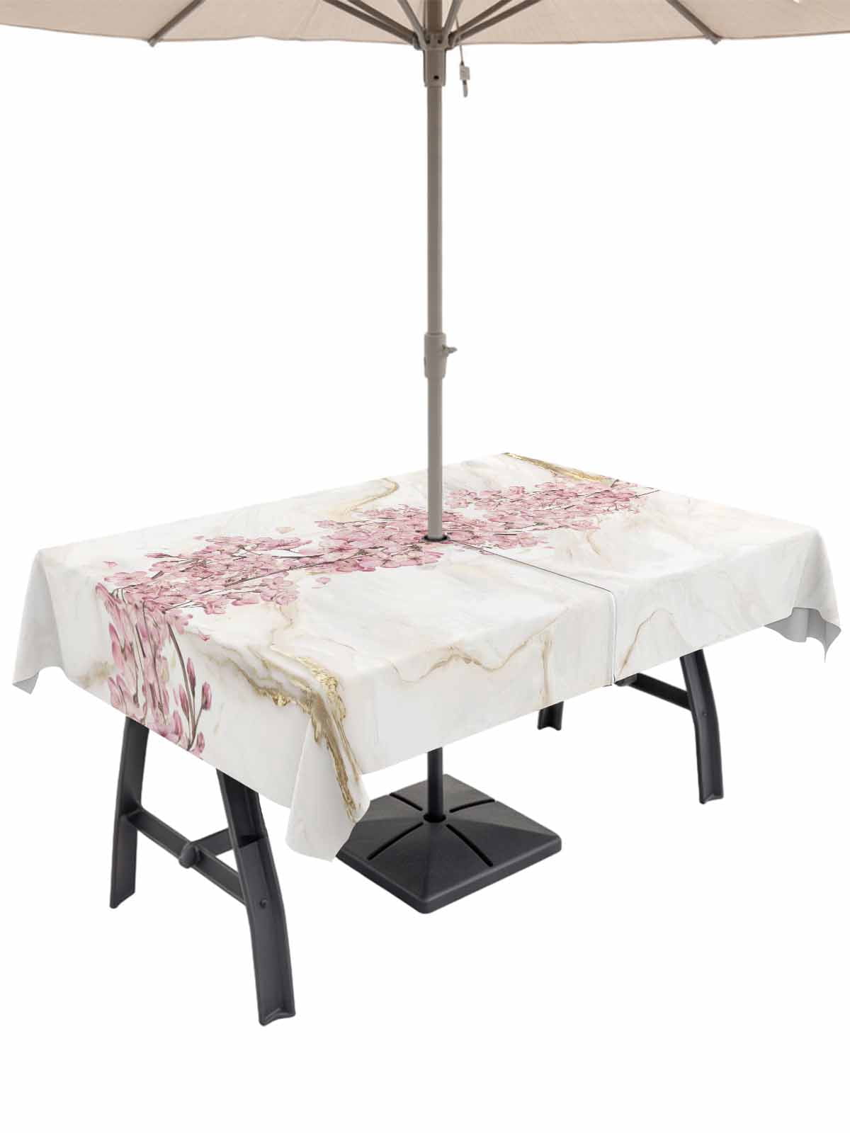 Cherry Blossoms Rectangle Outdoor Tablecloth with Umbrella Hole Spring ...