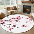 thumbnail image 1 of Cherry Blossoms Round Area Rug 7 FT, Non Slip Living Room Area Carpet, Pink Pastoral Modern Gradient Spring Washable Soft Circular Rug Non-Shedding Floor Carpet for Bedside Office Play Room Classroom, 1 of 9