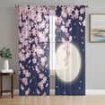 thumbnail image 1 of Cherry Blossoms Sheer Curtains 96 Inch Length 2 Panels Set, Modern Art Moonlight Farmhouse Voile Window Treatment Semi Sheer Long Curtains Drapes for Bedroom/Living Room/Kitchen 52"x96"x2, 1 of 8