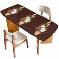 thumbnail image 1 of Cherry Blossoms Table Cloths for 8 Foot Rectangle Tables, Japanese Spring Floral Leaves Rustic Brown Patio Waterproof Elastic Fitted Tablecloths, Washable Rectangular Table Cover for Camping, 1 of 8