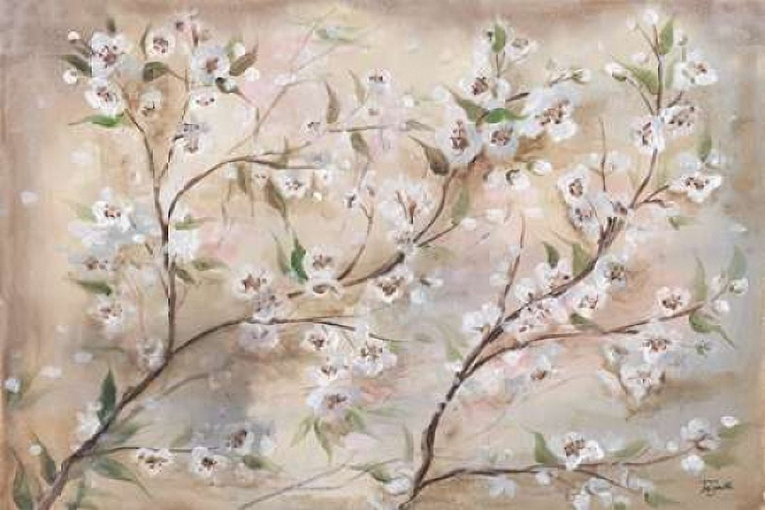 Cherry Blossoms Taupe Landscape Canvas Art - Tre Sorelle Studios (24 x 36)
