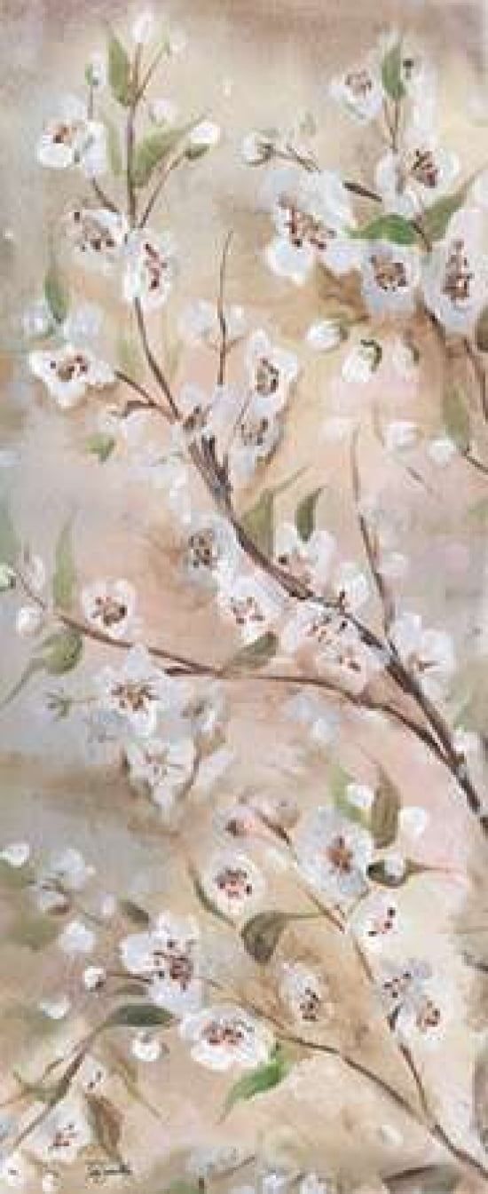 Cherry Blossoms Taupe Panel I Canvas Art - Tre Sorelle Studios (10 x 20)