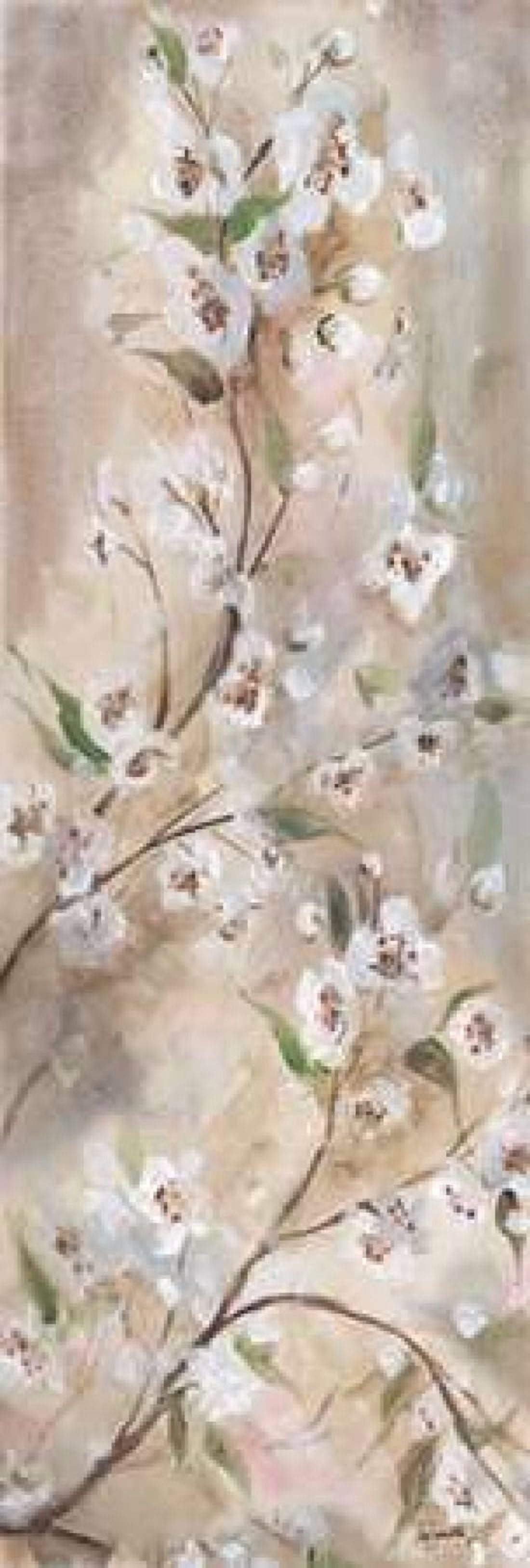 Cherry Blossoms Taupe Panel II Canvas Art - Tre Sorelle Studios (12 x 36)