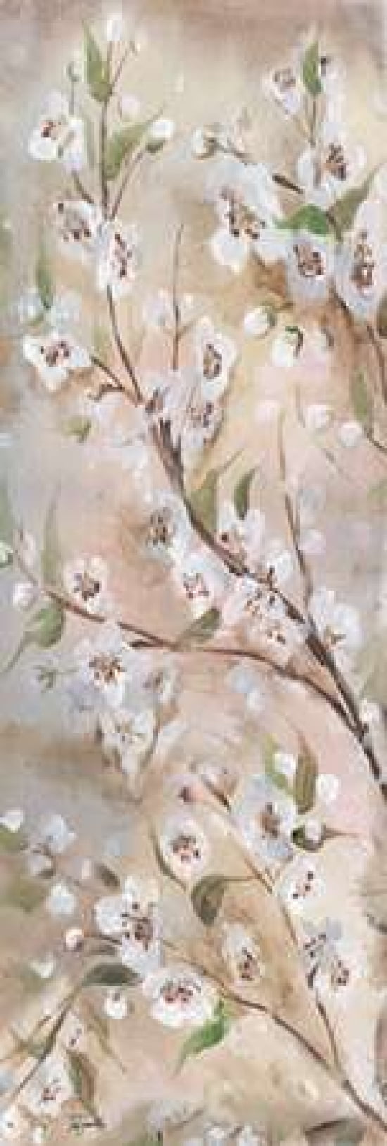 Cherry Blossoms Taupe Panel II Canvas Art - Tre Sorelle Studios (8 x 24)