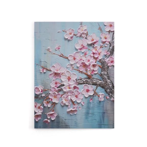 Cherry Blossoms Thick Paint Flowers Canvas Wall Art Print 12X16"