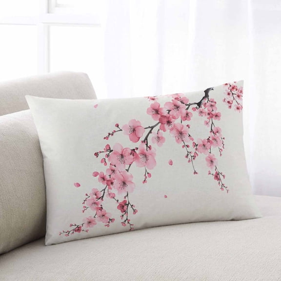 Cherry Blossoms Throw Pillow Covers, Pink Flower Floral Spring Nature Country Soft Breathable Pillow Cases with Invisible Zipper for Sleeping, Body Pillowcases for Couch Bed Sofa Chair 24x36 Inches
