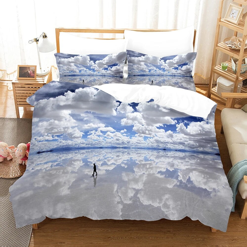 Cherry Blossoms Tree Duvet Cover Set Pink Flower Landscape Comforter