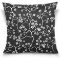 thumbnail image 1 of Cherry Blossoms Velvet Plush Throw Pillow Cushion Case Cover - 20" x 20" - Invisible Zipper Home Decor Floral for Couch Sofa No Pillow Insert, 1 of 5