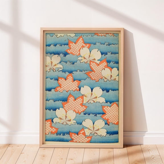 Cherry Blossoms On Water, Japanese Wall Art Poster, Shin-Bijutsukai Poster, Abstract Home Decor, Housewarming, Japanese Wall Art, Unframed Poster Size 8x12