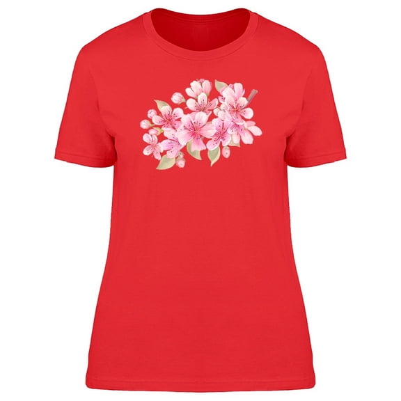 Cherry Blossoms Watercolor T-Shirt Women -Image by Shutterstock, Female Small