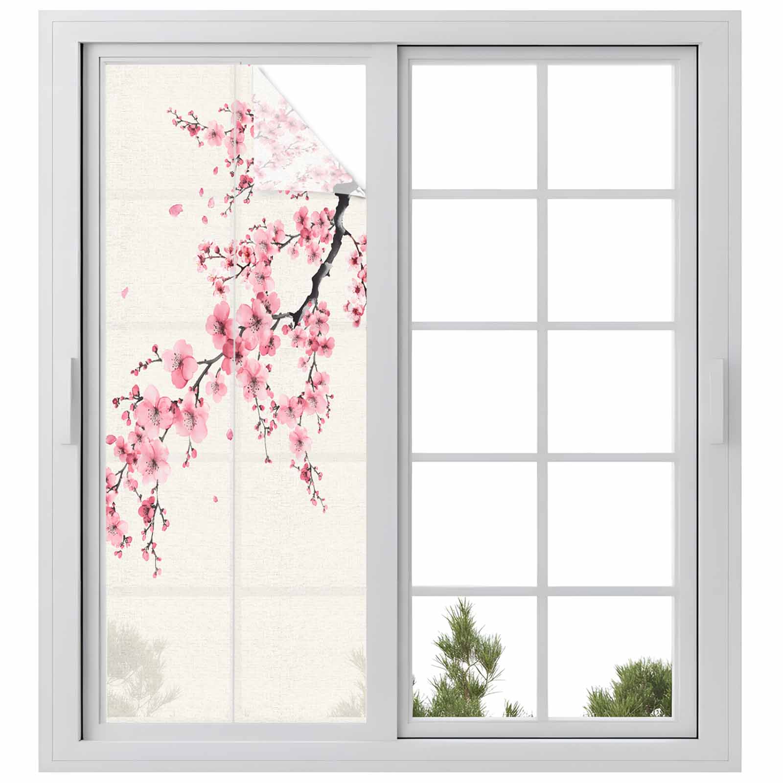 Cherry Blossoms Window Privacy Film, Pink Flower Floral Spring Nature ...
