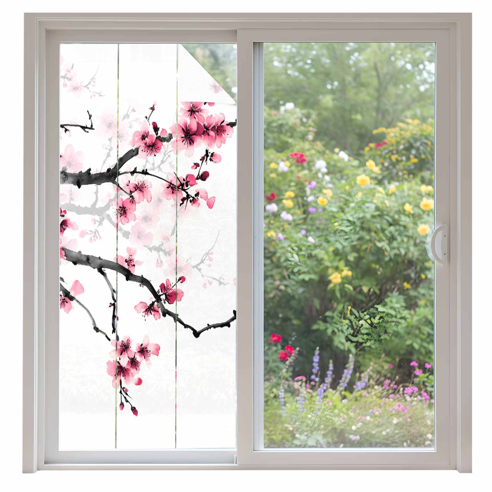 Cherry Blossoms Window Privacy Film, Pink Pastoral Modern Gradient ...