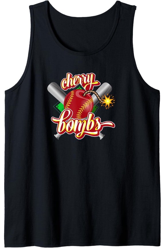 Cherry Bombs Logo Womans Softball Team For Girls Tank Top Size S-3XL