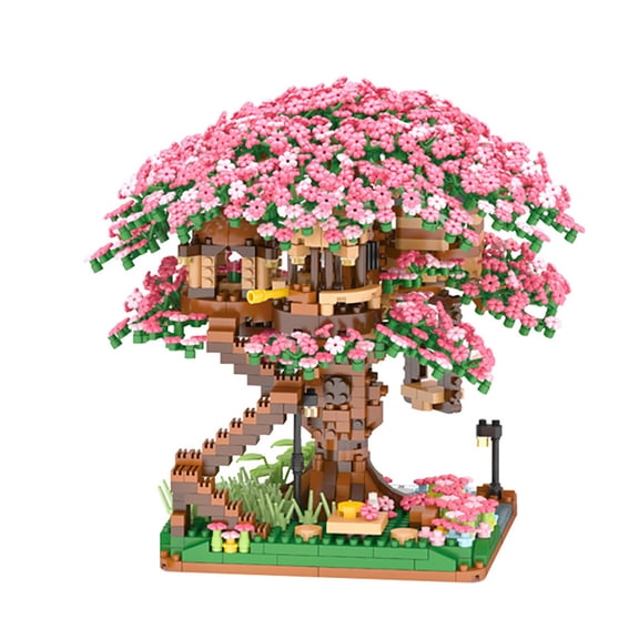 Cherry Bonsai Tree Building Blocks Set DIY Sakura Blossom Plants Bricks with Light Treehouse Model Romantic Gift for Girlfriend