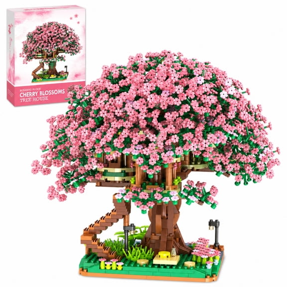 Brivello Cherry Blossom Bonsai Building Blocks Set, 2138 Pcs Plastic Japanese Sakura Tree with Music, Creative Bricks Decor Gift for Adults