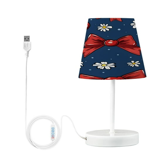 Cherry Bow Daisy Desk Lamp LED Table Nightstand Lamps with 3 Color Temperatures for Home Bedroom Living Room Decor 8x12
