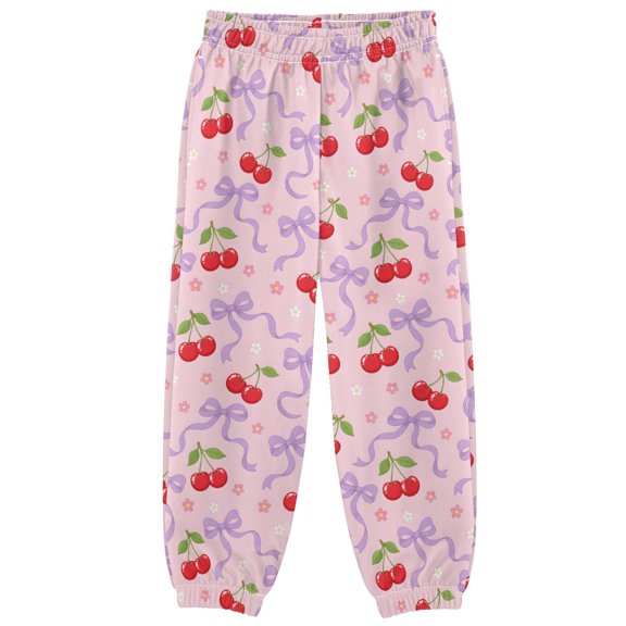 Cherry Bow Flower Boys Pants Kids Casual Sweatpants Joggers Toddler Sports Pants 3-10 Years
