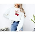 thumbnail image 1 of Cherry Bow Sweatshirt, Ribbon Trendy Sweater, Valentine Cherry Love Sweatshirt, Ribbon Bow Women Valentines Day Sweatshirt, Heart Sweatshirt, 1 of 5