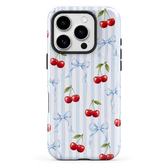 Cherry Bow Tough Case for Apple iPhone, Dual-Layer Polycarbonate TPU Protective Phone Cover