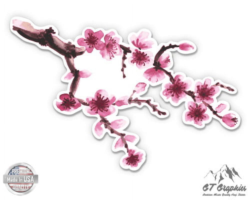 Cherry Blossom Bumper Sticker - Made In Japan, 6 Mil Vinyl, Size 5, Outdoor Durable - View #3