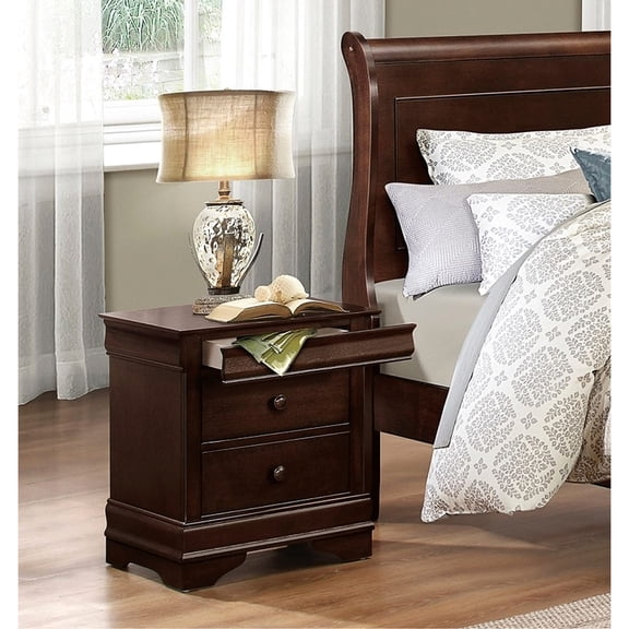 Cherry Brown Finish - Hidden Discrete Drawer - Bedroom Furniture - Concealed Storage
