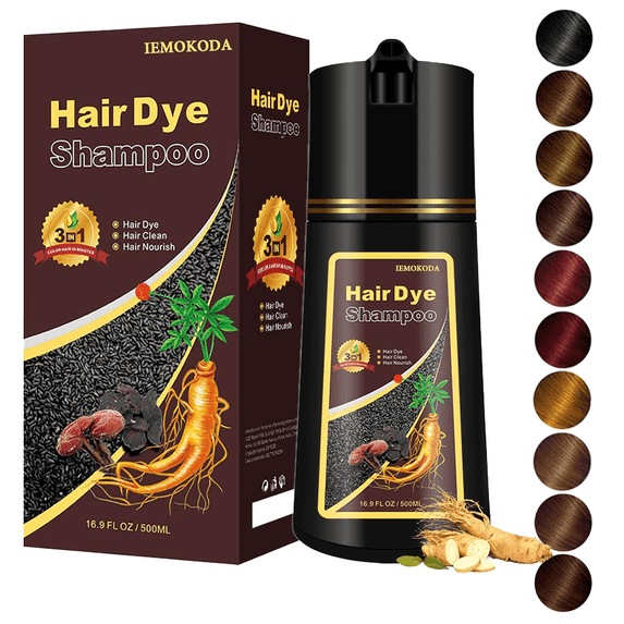 Cherry Brown Hair Dye Shampoo, 3 in 1 Natural Color Shampoo for Men & Women, Long-Lasting for 100% Gray Hair Coverage, 500ml
