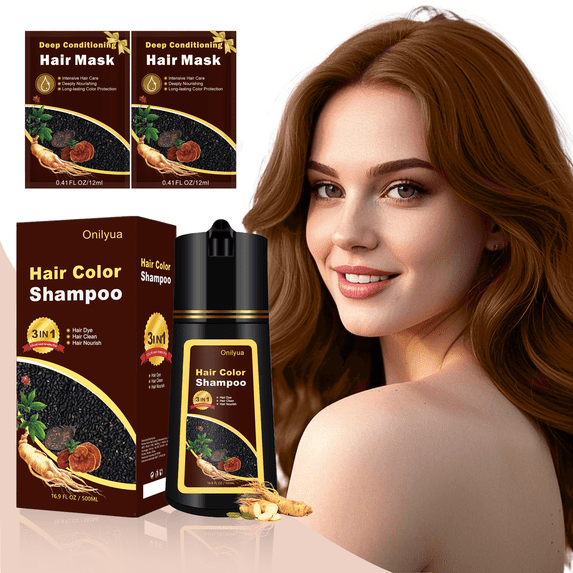 Cherry Brown Hair Dye Shampoo, 3 in 1 Natural Color Shampoo for Men & Women, Long-Lasting for 100% Gray Hair Coverage, 500ml