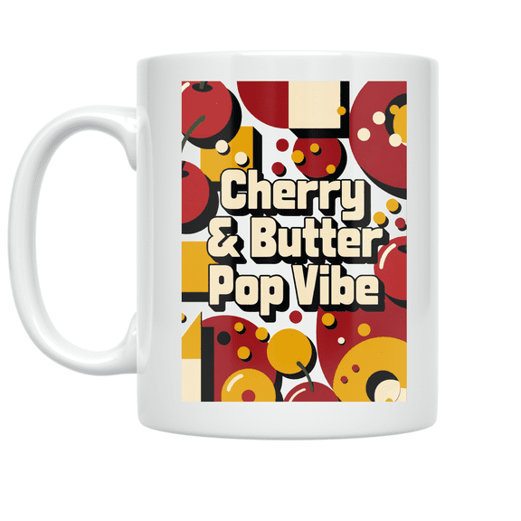 Cherry & Butter Pop Art Design - Pop Art Enthusiast - 11 oz Ceramic Coffee Mug