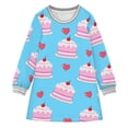 thumbnail image 1 of Cherry Cake Pattern Girls'long-sleeved dress Thickened A-dress Warm Dress Basic Shirt Party Dresses, 1 of 2