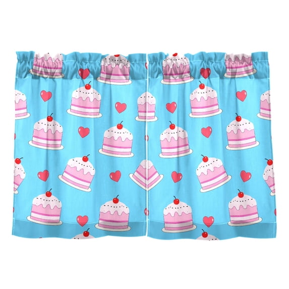 Cherry Cake Pattern Tier Curtains Tier Kitchen Living Room Bedroom Balcony 2 Panels 27x24 Inch