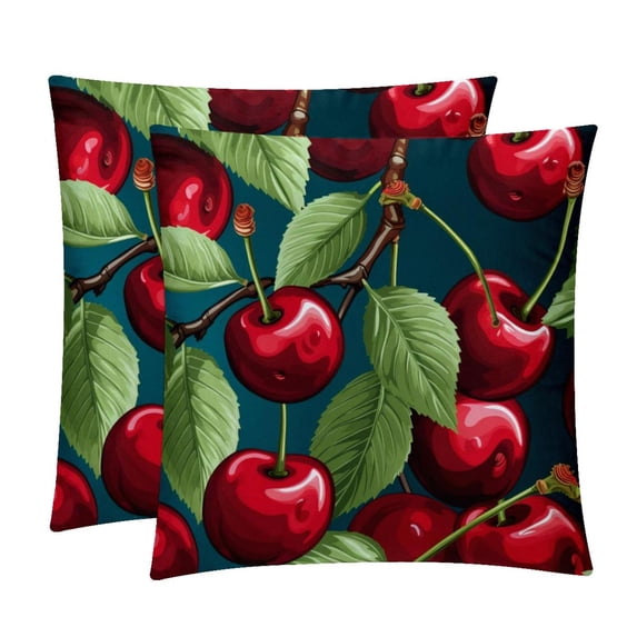 Cherry Chair Pillow Covers Set with Unique Patterns for Bed and Throw Pillows - Sizes 16x16, 18x18, 20x20 Inches for Various Occasions - Set of 2 Items