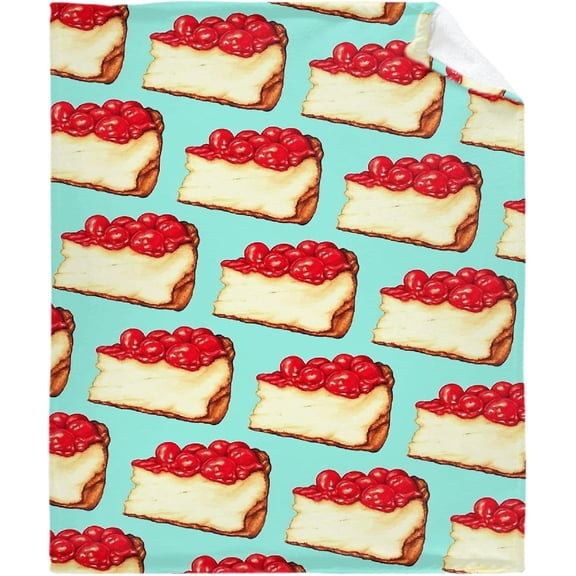Cherry Cheesecake Blanket Soft Fluffy Cozy Warm Luxury Flannel Throw Blankets for Bed Couch Chairs Dorm Gifts for Women Boys Girls X-Small (40"x30")