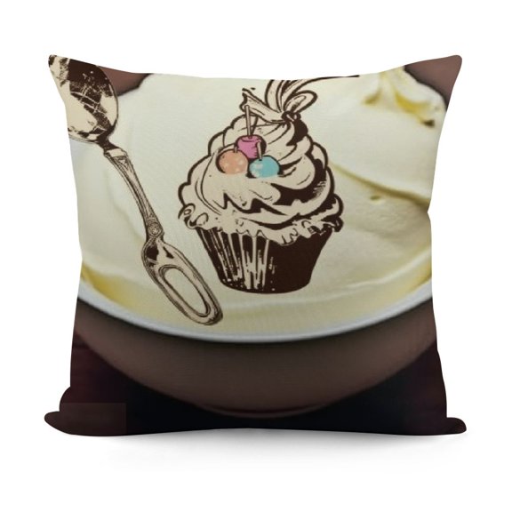Cherry Chocolate Biscuits Cup Ice Cream Pineapple Throw Pillow Square Cover