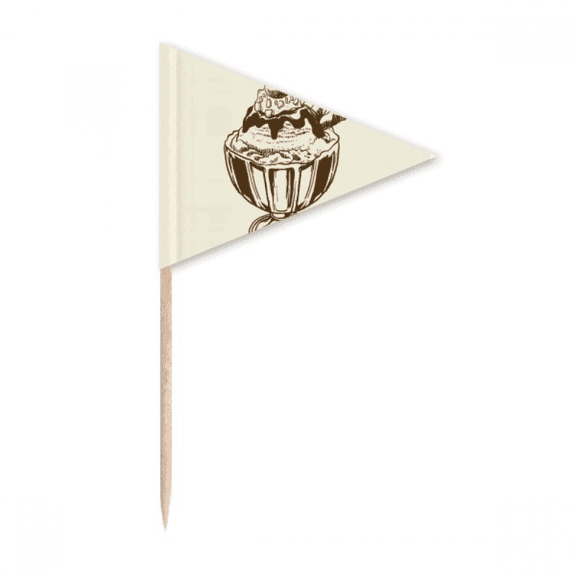Cherry Chocolate Biscuits Cup Ice Toothpick Triangle Cupcake Toppers Flag
