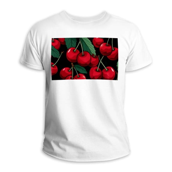 Cherry Classic White 100% Cotton T-Shirt for Men - Soft and Comfortable Tee Shirt for Everyday Wear - Available in Multiple Sizes and Styles