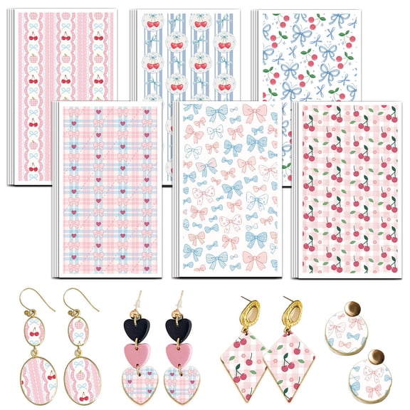 Cherry Clay Transfer Paper 6 Design 24Pcs Transfer Paper