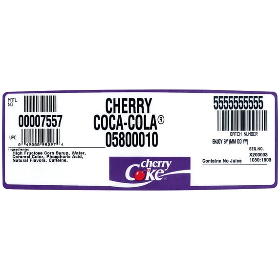 Cherry Coke 5 Gallon Bag In Box BIB Soda Fountain Syrup Concentrate