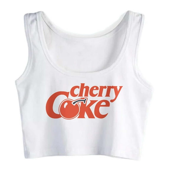Cherry Coke Women Funny Sleeveless Cotton Crop Tank Top Girl Shirt