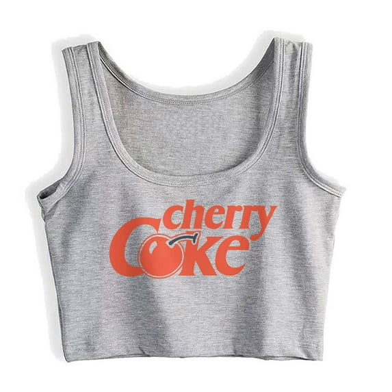 Cherry Coke Women Funny Sleeveless Cotton Crop Tank Top Girl Shirt
