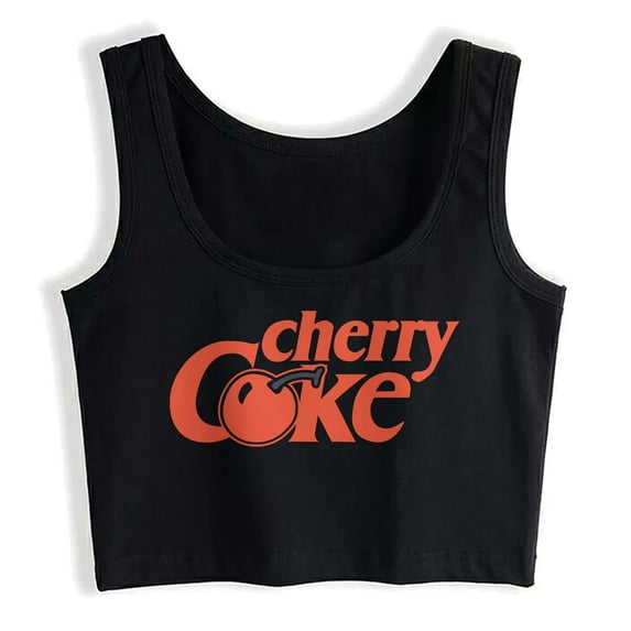 Cherry Coke Women Funny Sleeveless Cotton Crop Tank Top Girl Shirt
