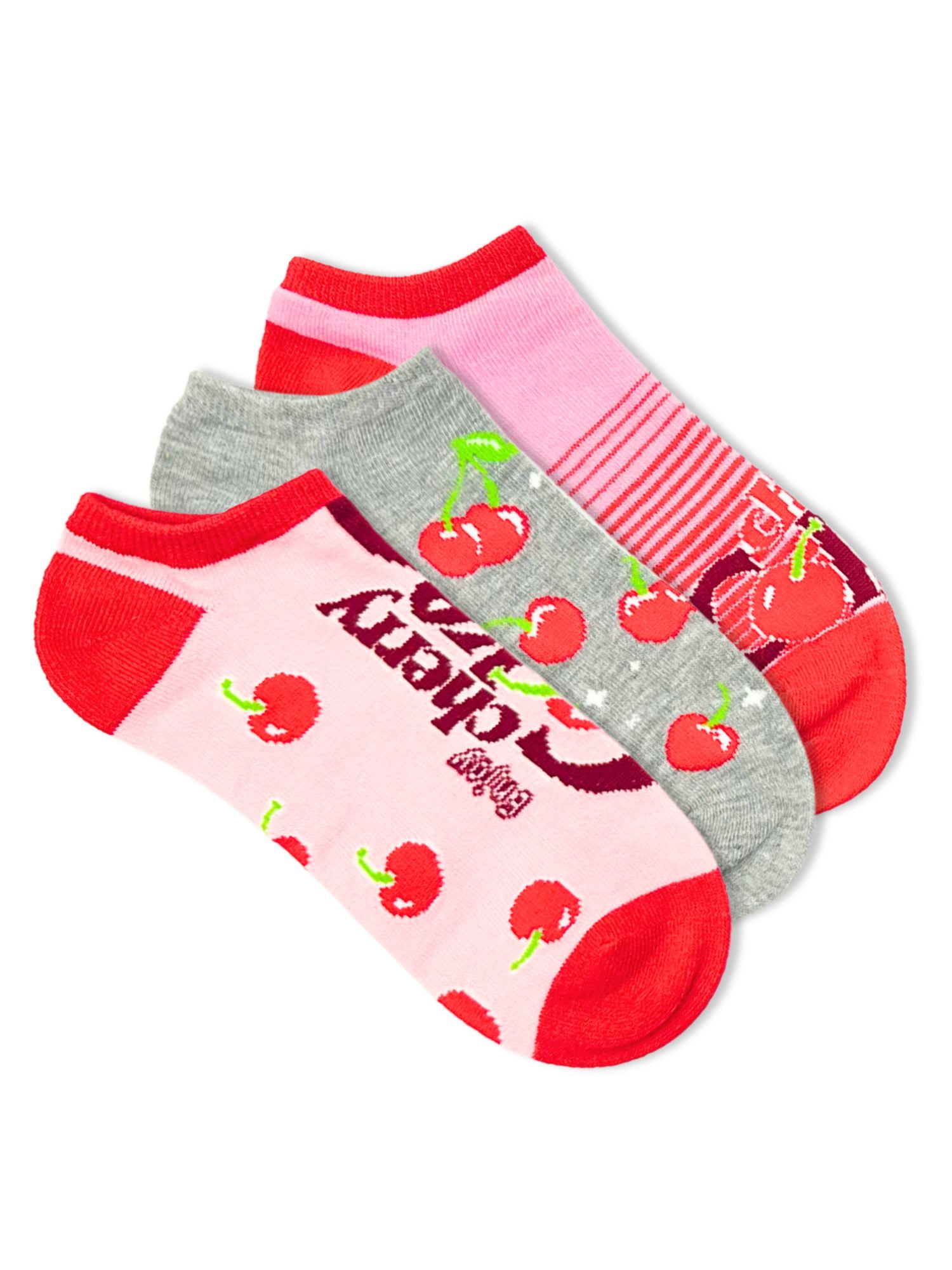 Cherry Coke Women's No-Show Socks, 3-Pack, Size 4-10