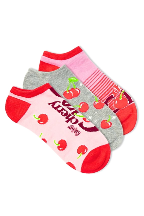 Cherry Coke Women's No-Show Socks, 3-Pack, Size 4-10