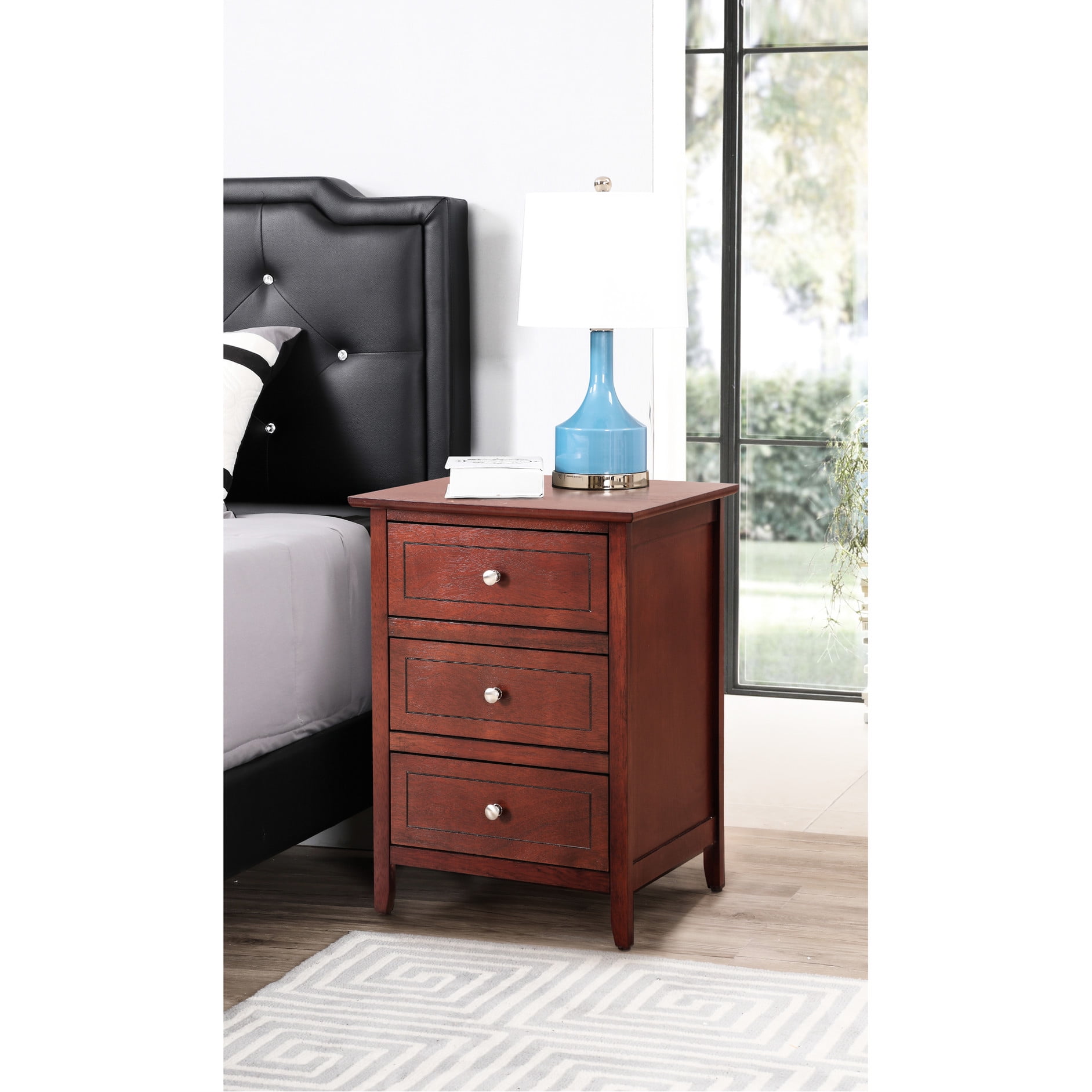 Cherry - Colored Nightstand | Three Drawers for Bedroom Essentials ...
