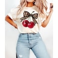 thumbnail image 1 of Cherry Coquette T-shirt, Leopard Coquette Shirt, Valentines Shirt, Cherry Bow Shirt, Valentines Bow Shirt, Love You Cherry Much Shirt, Cheetah Bow Shirt TH240502, 1 of 5