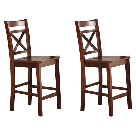 Cherry Cross Back Counter Height Chairs (Set of 2)
