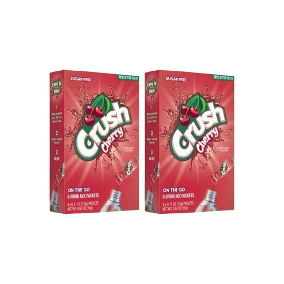 Cherry Crush Sugar Free Singles To Go! 6 Count Boxes (Pack Of 2)