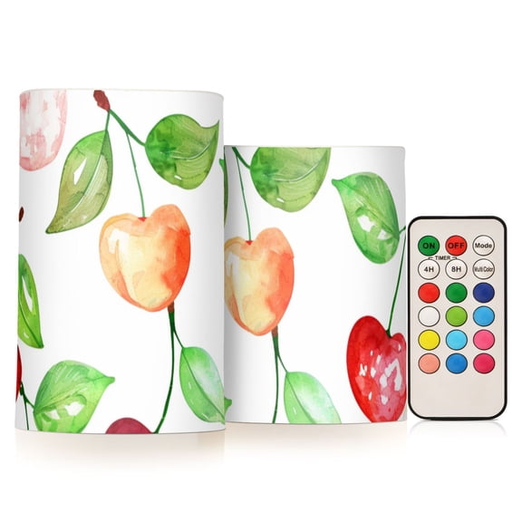 Cherry Cute Flameless Candles&nbsp;LED Lights Battery Operated Candles with Remote and Timers Flicker Lights Votive Set of 2