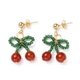 thumbnail image 1 of Cherry Dangle Stud Earring Seed Red Agate Stainless Steel Stud Earring Gold Z308, 1 of 2